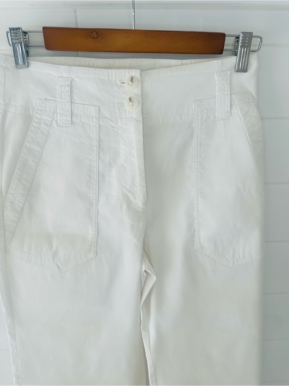 Maeve Naomi High-Waist White Wide-Leg Linen Blend Pants - Picture 5 of 12